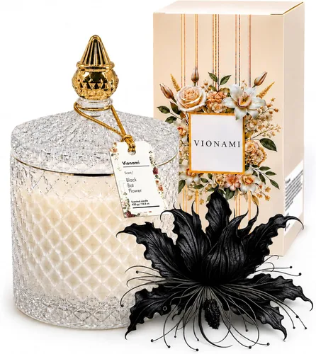 Regalo de Vela Perfumada de Lujo – Fragancia Black Bat Rare Flower en Elegante Frasco de Vidrio, Regalo de Navidad, Regalos de Velas Decorativas de