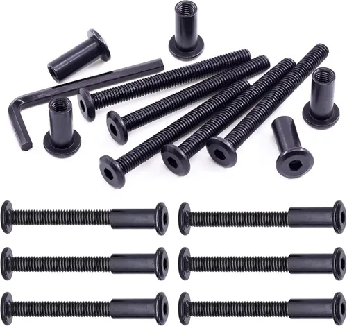Miniatura 8 de Swpeet 141 piezas de 14 tamaños diferentes M6x16mm-3.150 in acero al carbono negro Hex Drive Socket Cap Tornillos Kit de tuercas de barril con 1