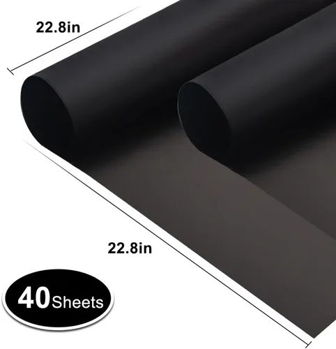 Miniatura 2 de BEISHIDA 40 PCS Papel de Envolver Floral Negro - Papel de Envolver Flores Mate Impermeable Ramo para Suministros de Floristería, Manualidades DIY