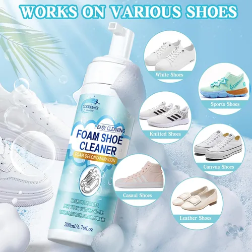 Miniatura 4 de Kit de limpieza de zapatos, limpiador de zapatos blanco de 6.76 onzas, elimina la suciedad y las manchas, kit de limpiador de zapatos con cepillo