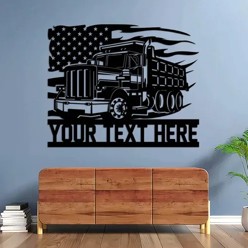 Miniatura 12 de Letrero de metal personalizado con nombre de camión, semirremolque, arte de pared para valla de garaje, patio, decoración al aire libre, letrero