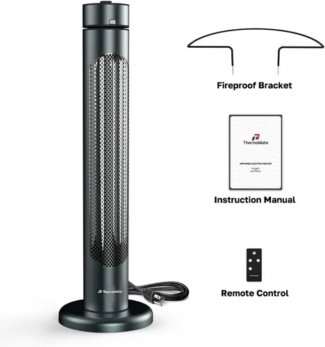 Miniatura 7 de ThermoMate Calentador eléctrico para patio, calentador infrarrojo IP65 de 1500 W para exteriores/interiores con control remoto, 8 niveles