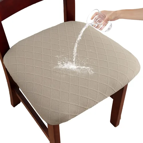 Miniatura 16 de Funda de asiento impermeable para silla de comedor, fundas de asiento lavables para sillas de cocina (negro, 4 piezas)