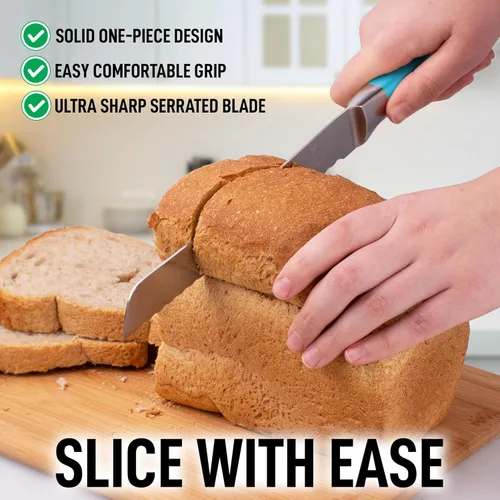 Miniatura 6 de Zulay - Cuchillo de pan dentado, cuchillo de pan de acero inoxidable para pan casero, pastel, bagel, cortador de pan de una pieza y cortador de pan