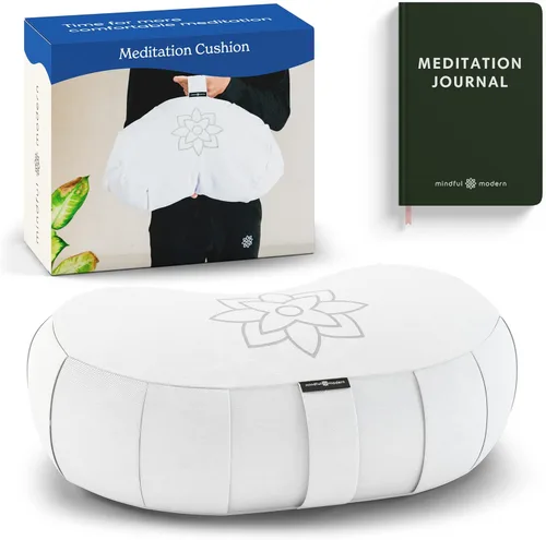 Miniatura 9 de Mindful Modern Cojín grande de meditación para Zafu Yoga - Almohada de meditación para sentarse en el suelo - Cojín de yoga relleno de cáscara