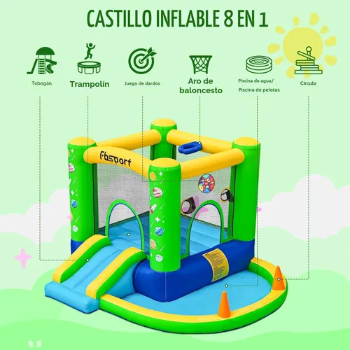 Miniatura 2 de FBSPORT Castillo inflable para niños, tobogán de castillo de rebote para interiores y exteriores, castillo inflable para niños pequeños, casa