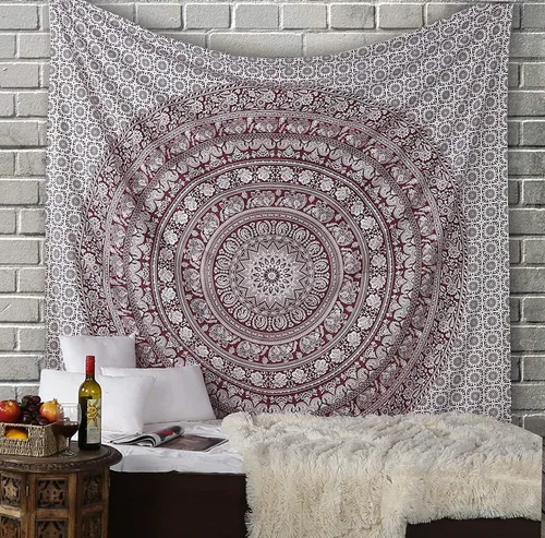 Miniatura 18 de RAJRANG - Tapiz de mandala indio para colgar en la pared, diseño hippie, de elefante, playa, decoración de dormitorio universitario, bohemio, boho.
