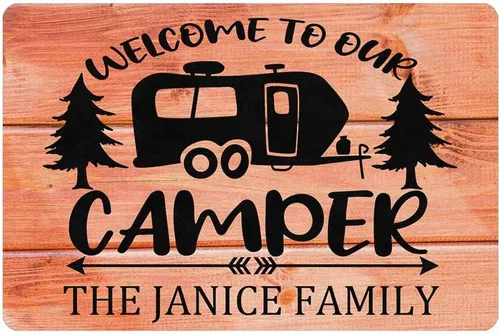 Miniatura 16 de Alfombras de camping con nombre personalizado, bienvenido a nuestra caravana, alfombrillas para exteriores, antideslizantes, coloridas, alfombra
