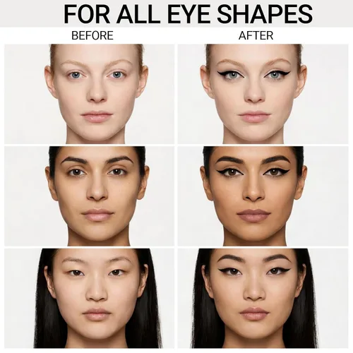 Miniatura 7 de Erinde Sello delineador de ojos con alas, 2 bolígrafos, delineador líquido impermeable y sello para ojos de gato perfectos, herramienta de plantilla