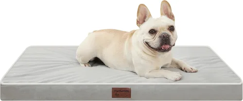 Miniatura 12 de Cama para perro, camas ortopédicas impermeables para perros grandes, medianos y pequeños, almohadilla para jaula de perro con funda extraíble Gris