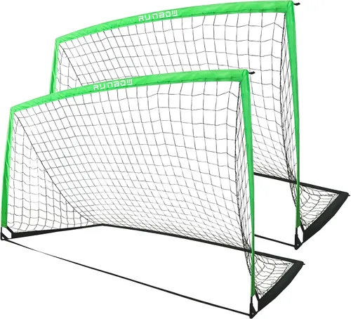 Miniatura 12 de Portería de fútbol infantil de 9 x 5 pies con bolsa de transporte, red de fútbol plegable portátil para entrenamiento en el patio trasero, uso
