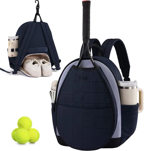 Miniatura 16 de Sucipi Bolsas de tenis para mujeres, Mochila bolsa acolchada para raqueta de tenis para raqueta de tenis, palas de pickleball, bádminton Negro