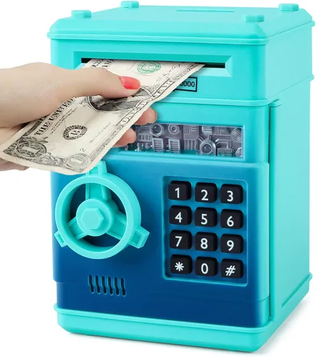 Miniatura 7 de Refasy Alcancía para dinero en efectivo, cajero automático, banco electrónico de monedas para niños de 3 a 12 años, caja de ahorro de dinero, mini