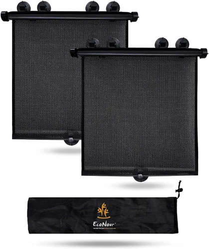 Miniatura 13 de EcoNour Persianas de ventana de automóvil (paquete de 4) Parasol enrollable retráctil para niños Persianas de ventana de bebé para ofrecer una