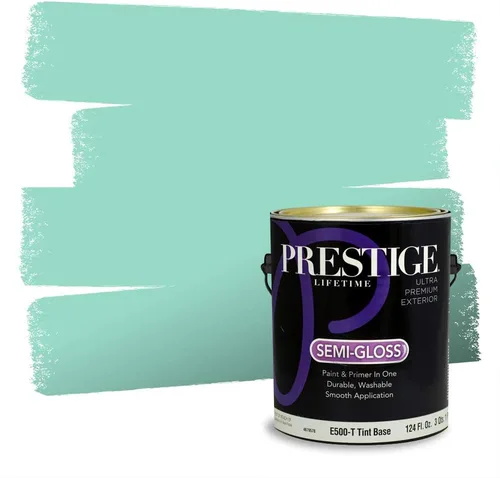 Miniatura 84 de Prestige Paints - Pintura exterior e imprimación en uno, 1 galón, plano, compatibilidad comparable con el color menta «Whipped Mint» de Behr