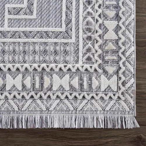 Miniatura 5 de Hauteloom Ethereal - Alfombra de pasillo con borde geométrico de medallón de diamante, estilo bohemio de transición, tribal azteca del suroeste