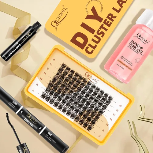 Miniatura 8 de QUEWEL Mezcla de racimos de pestañas de 0.35 a 0.63 pulgadas, suaves y ligeras, con poca sensación, adecuadas para extensiones completas de pestañas
