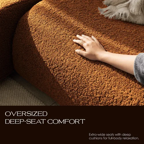 Miniatura 6 de Sofá individual modular curvado, sofá sherpa de espuma de 33 pulgadas, cómodos sofás de peluche para espacios pequeños, sofás modulares modernos