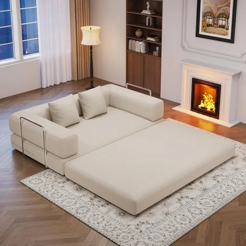 Miniatura 3 de Sofá cama convertible de 59.0 pulgadas, sofá cama futón 4 en 1, sofá cama extraíble, sofá cama sin hueso para sala de estar, sofás de pana sin hueso