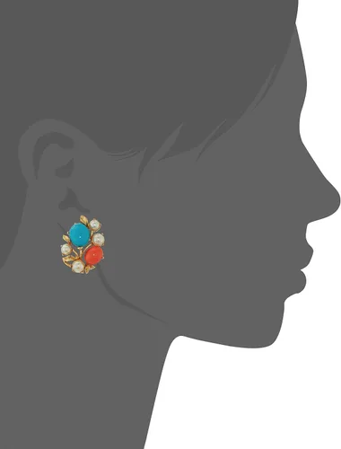 Miniatura 2 de Ben-Amun Jewelry Santorini Turquesa Coral Piedra Cristal Perlas Oro Clip En Pendientes