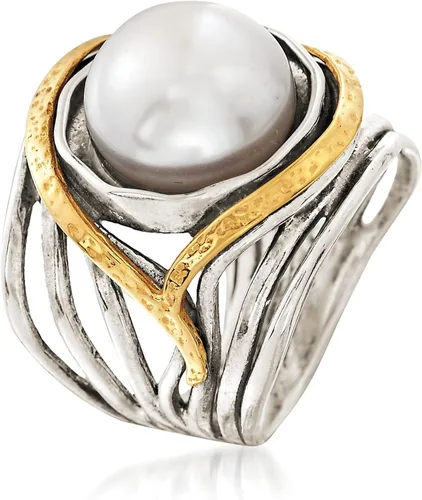 Miniatura 4 de Ross-Simons Pearl or Gemstone Openwork Ring in Silver and 14kt Yellow Gold