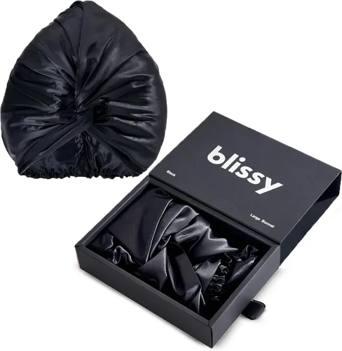Miniatura 11 de BLISSY Gorro de seda para dormir para cabello largo y rizado, 100% seda de morera pura 22 momme 6a fibras de alta calidad