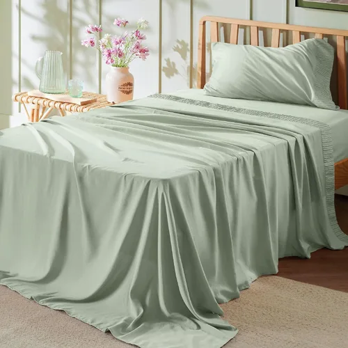Miniatura 55 de Bedsure Sábanas de tamaño King – Sábanas suaves para cama de tamaño King, 4 piezas de hotel de lujo verde menta, juego de sábanas refrescantes de 11
