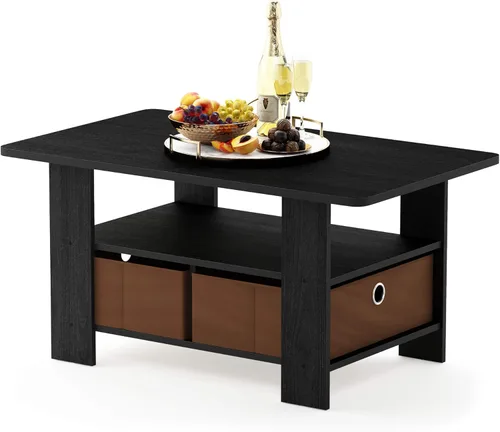 Miniatura 8 de Furinno - Mesa de centro con cajones, marrón oscuro/negro