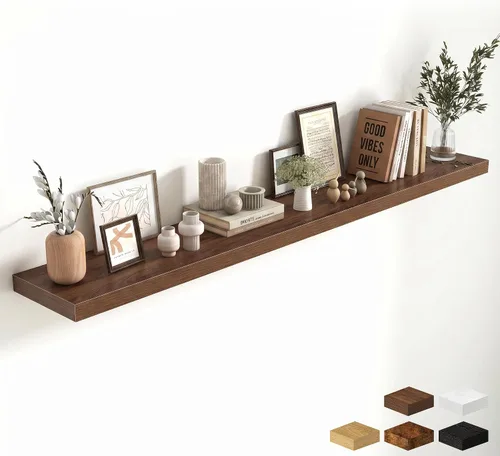 Miniatura 130 de Estantes flotantes de 48 pulgadas para pared, estante de chimenea de 10 pulgadas de profundidad, estantes flotantes de madera para pared, estantes