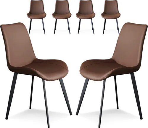Miniatura 10 de seonyou Juego de 4 sillas de comedor de piel sintética negra para cocina, comedor, cómoda silla moderna de mediados de siglo con patas de metal