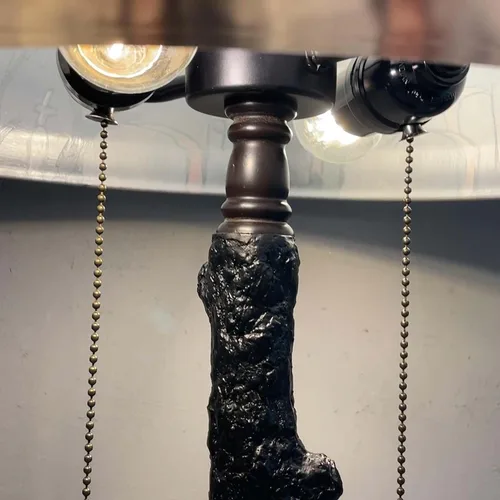 Miniatura 6 de Bieye L10973 Murciélagos volando sobre el cementerio en la noche de luna llena Lámpara de mesa de vidrio pintada a mano para decoración de Helloween