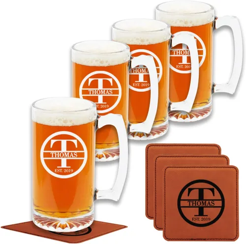 Miniatura 9 de Regalos personalizados para hombres – Vasos de cerveza grabados – Regalos de vidrio grabado personalizados para hombres y mujeres – Ideal