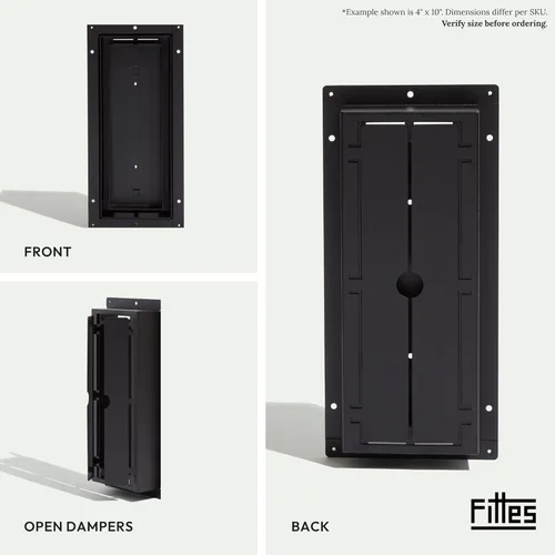 Miniatura 5 de Fittes Ventilación de suelo empotrada [Luxe], cubierta minimalista de acero sólido para registro de retorno de aire HVAC, solución de flujo de aire