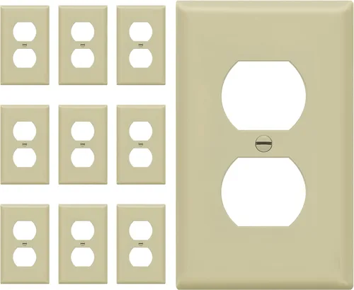 Miniatura 68 de ENERLITES Placa de pared de salida de receptáculo dúplex de tamaño mediano, placas de cubiertas de toma de corriente, tamaño medio de 1 banda, 4.88