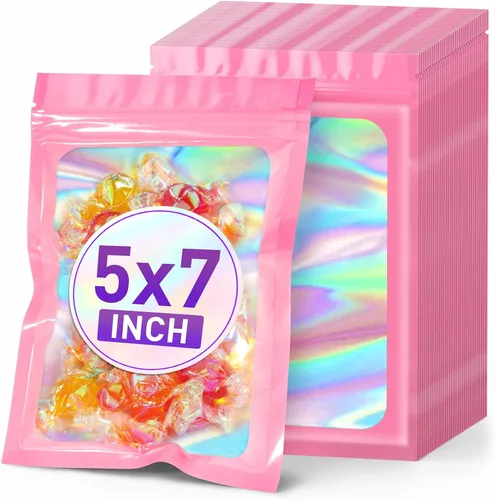 Miniatura 23 de ANZNKU 50 piezas 7 cm x 23 cm Bolsas holográficas para bolígrafos Bolsas de embalaje para bolígrafos Bolsa resellable a prueba de olores