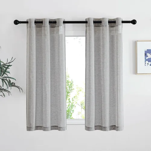 Miniatura 144 de NICETOWN Cortinas de lino traslúcidas con textura de lino de 84 pulgadas de largo, con ojales semitraslúcidos, tratamientos de ventana, privacidad