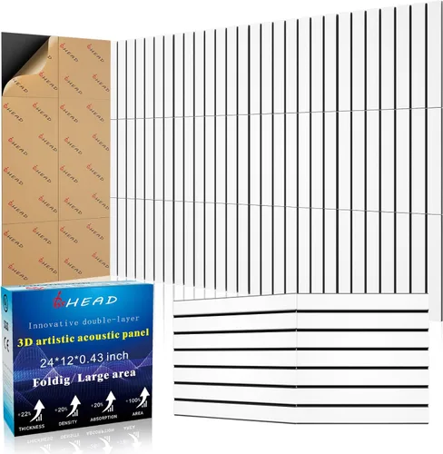 Miniatura 35 de BSHEAD 10 piezas de paneles acústicos de microfibra de 165dtex, paneles de pared insonorizantes autoadhesivos, paneles de espuma de 12 x 12 x 0.4