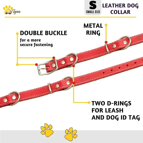Miniatura 3 de Collar de perro de cuero rojo resistente para perros pequeños, collar de perro suave y fuerte para cachorros