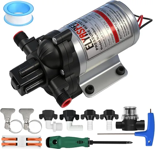 Miniatura 9 de 2025 mejorada 2088-422-144 bomba de agua dulce para RV, bomba de agua de diafragma autocebante de 12 V 3.3 GPM, 45 PSI, incluye interruptor