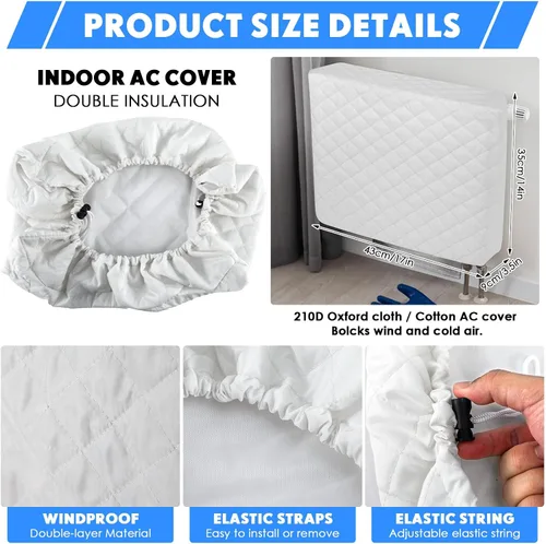 Miniatura 3 de 2 piezas de cubierta de aire acondicionado de ventana para interiores y exteriores, ajustable, impermeable, cubierta de aire acondicionado