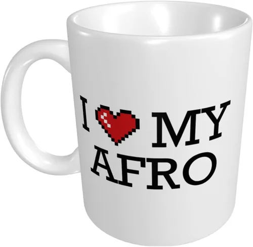 Taza de café divertida para hombres y mujeres, con texto en inglés "I Love My Afro", regalos extraños, tazas de café divertidas para mujeres