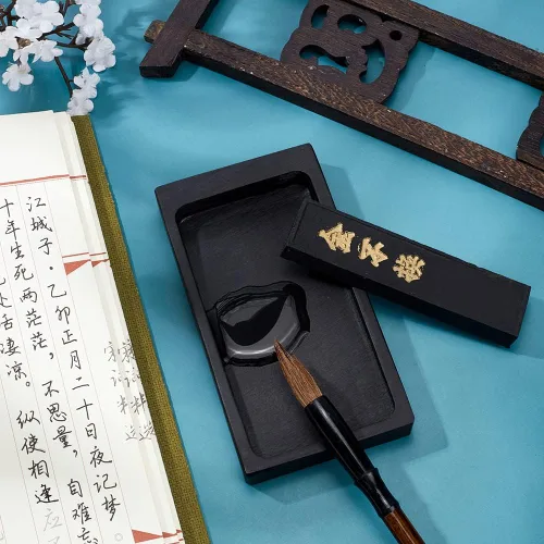 Miniatura 2 de PH PandaHall Piedra de tinta de caligrafía china con barra de tinta, piedras de tinta tradicionales chinas para dibujo Sumi, bandeja de tinta