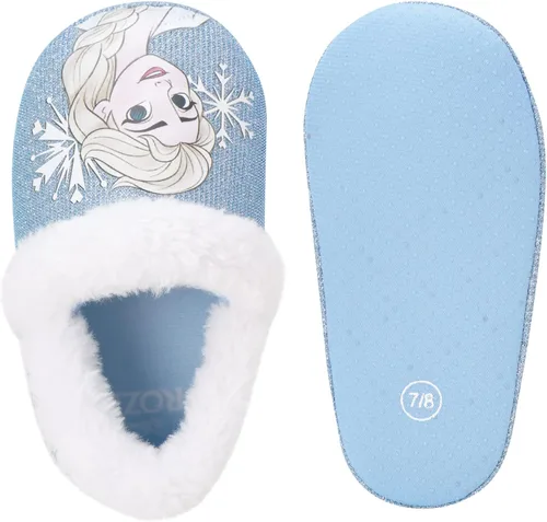 Miniatura 5 de Disney Girls' Frozen Slippers - Plush Fuzzy Elsa and Anna Slippers with Non-Skid Soles (ToddlerLittle Kid)