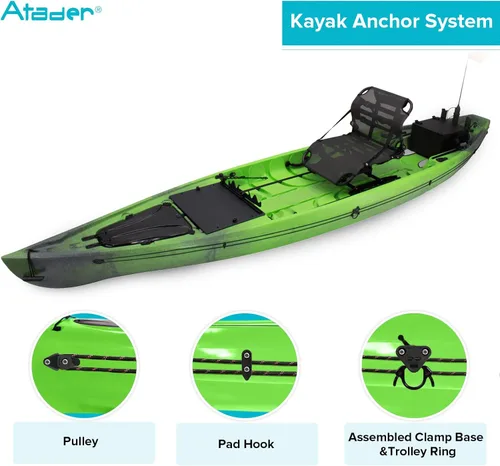 Miniatura 2 de Kit de carro de anclaje para kayak, sistema de carro de anclaje para canoa de kayak Kit negro (estándar)