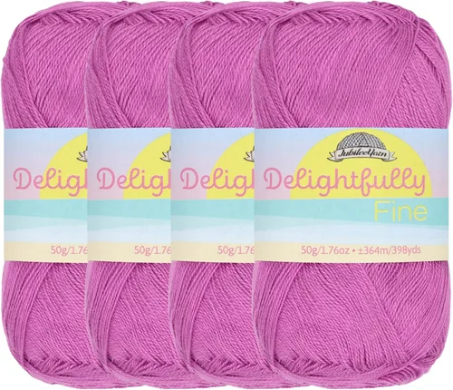Miniatura 24 de JubileeYarn - Ovillo de hilo deliciosamente fino, 1.76 oz/madeja de rayón de bambú, color rosa polvo, 4 madejas