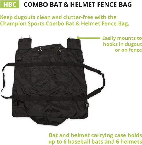 Miniatura 3 de Champion Sports Baseball/Softball Equipment Bags – Bat & Helmet Bags, Hanging Dugout Organizers, Travel Caddies & Backpacks, Multiple Styles for