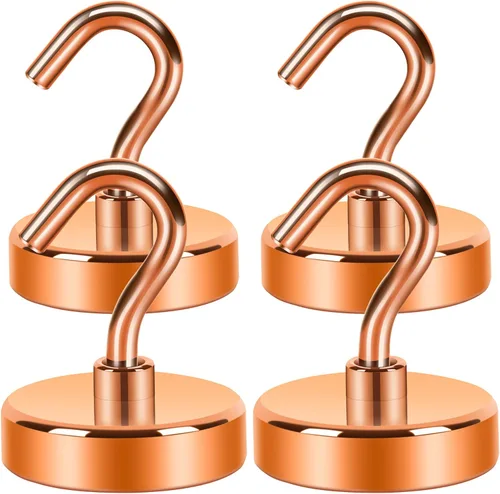 Miniatura 24 de Neosmuk Ganchos magnéticos, imanes de tierra resistentes de 30 libras con gancho para refrigerador, gancho de crucero extra fuerte para colgar