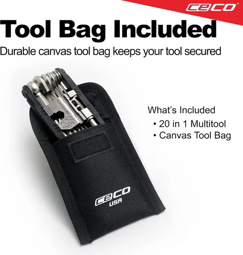Miniatura 7 de CECO USA - Herramienta de bicicleta de 20 funciones con rompedor de cadena, multiherramienta para bicicleta, resistente, tamaño de bolsillo