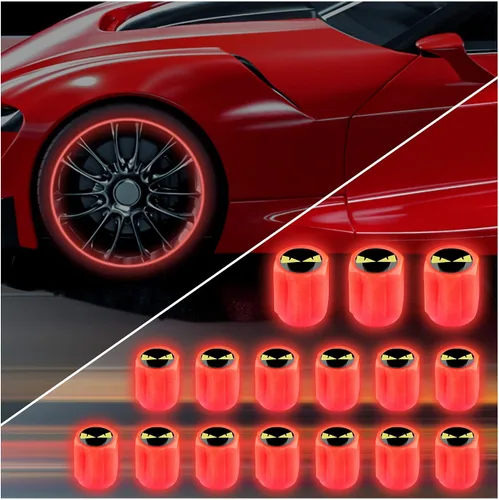 Miniatura 15 de 20 tapones fluorescentes para válvulas de neumáticos, tapones luminosos para válvula de aire de rueda de automóvil, accesorios de decoración