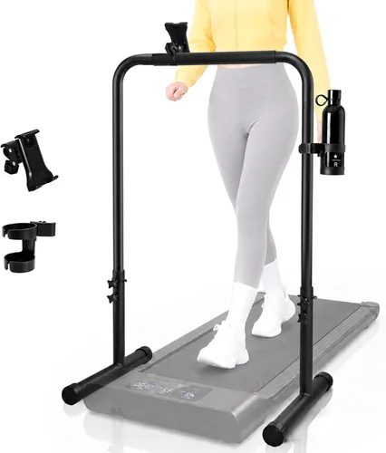 Miniatura 7 de Accesorio de barra de mango para almohadilla para caminar solo con teléfono y portavasos - Compatible con cintas de correr de 25.5 pulgadas de ancho